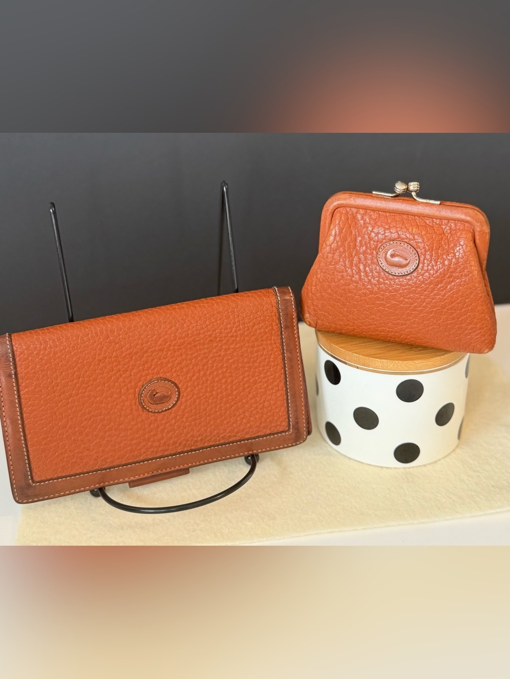 Dooney & Bourke Pebbled Leather Kiss-Lock Coin Purse - British Tan - Picture 8 of 8